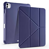 iPad Pro 11 inç M4 2024 Uyumlu Kılıf Üçgen Katlanabilir Kalem Şarj Bölmeli Kılıf A2836 A2837 A3006