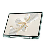 Honor Pad 9 Kılıf Üçgen Katlanabilir Pu Deri Kapaklı Kalemlikli Dikey Standlı Akıllı Tablet Kılıfı