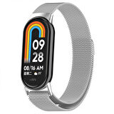 Sneezy Xiaomi Mi Band 8 Uyumlu Metal Hasır Kordon
