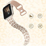 Apple Watch Ultra 1 ve 2 Uyumlu 49mm Leopar Desenli Yumuşak Silikon Kordon