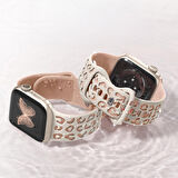 Apple Watch Ultra 1 ve 2 Uyumlu 49mm Leopar Desenli Yumuşak Silikon Kordon