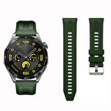 Sneezy Huawei Watch GT4 46mm İle Uyumlu Spor Silikon Metal Tokalı Soft Saat Kordonu