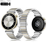 Huawei Watch GT5 41mm İle Uyumlu Renk Detaylı 18mm Paslanmaz Çelik Metal Kordon Kayış