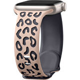 Apple Watch Uyumlu 44 45 46mm Leopar Desenli Yumuşak Silikon Kordon Seri 2 3 4 5 6 Se 7 8 9 10 
