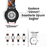 Sneezy Huawei Watch GT5 46mm İle Uyumlu 22mm Metal Klips Solo Fiberlink Örgü Kordon