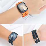 Apple Watch Uyumlu 44 45 46mm Zincir Desenli Yumuşak Silikon Solo Kordon Seri 2 3 4 5 6 Se 7 8 9 10 