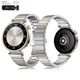 Huawei Watch GT5 41mm İle Uyumlu Renk Detaylı 18mm Paslanmaz Çelik Metal Kordon Kayış