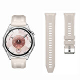 Sneezy Huawei Watch GT6 46mm İle Uyumlu Spor Silikon Metal Tokalı Soft Saat Kordonu