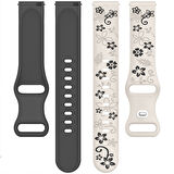 Samsung Galaxy Watch 4 5 Serisi ile Uyumlu FloraFlex Çiçek Desenli Silikon Kordon