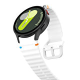 Samsung Galaxy Watch 5 40mm-44mm İle Uyumlu Metal Tokalı Dalgalı Spor Silikon Kordon