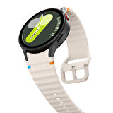 Samsung Galaxy Watch 5 40mm-44mm İle Uyumlu Metal Tokalı Dalgalı Spor Silikon Kordon