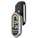 Xiaomi Smart Band 8 İle Uyumlu Zarif Kristal Taşlı Kasa Koruyucu Kılıf