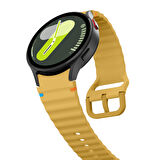 Samsung Galaxy Watch 4 40-42-44-46mm İle Uyumlu Metal Tokalı Dalgalı Spor Silikon Kordon