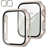 Apple Watch 44MM 4-5-6 SE Seri Uyumlu Starlight 360 Derece Koruma ve Temperli Cam Ekran Koruyucu
