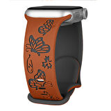 Apple Watch Ultra 1 ve 2 Uyumlu 49mm Kelebek Desenli Yumuşak Silikon Kordon