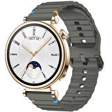 Huawei Watch GT4 41mm İle Uyumlu Dalga Desenli Tokalı Yumusaş Soft Silikon Kordon