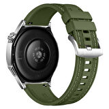 Sneezy Huawei Watch GT4 46mm ile Uyumlu Metal Tokalı Dikiş Detaylı Şık Dokuma Silikon Kordon