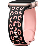 Apple Watch Uyumlu 44 45 46mm Leopar Desenli Yumuşak Silikon Kordon Seri 2 3 4 5 6 Se 7 8 9 10 