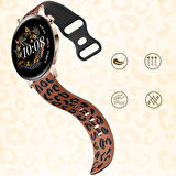 Samsung Galaxy Watch 4 5 Serisi ile Uyumlu Leopar Desenli Silikon Kordon Kayış