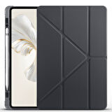 Honor Pad 9 Kılıf Üçgen Katlanabilir Pu Deri Kapaklı Kalemlikli Dikey Standlı Akıllı Tablet Kılıfı