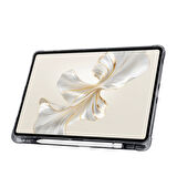 Honor Pad 9 Kılıf Üçgen Katlanabilir Pu Deri Kapaklı Kalemlikli Dikey Standlı Akıllı Tablet Kılıfı