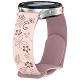 Huawei Watch GT2 GT3 GT4 GT5 46mm İle Uyumlu FloraFlex Çiçek Desenli Silikon Kordon
