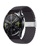 Sneezy Huawei Watch GT5 46mm İle Uyumlu 22mm Metal Klips Solo Fiberlink Örgü Kordon