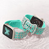 Apple Watch Uyumlu 38 40 41mm Leopar Desenli Yumuşak Silikon Kordon Seri 2 3 4 5 6 Se 7 8 9 10 42mm