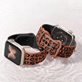 Apple Watch Ultra 1 ve 2 Uyumlu 49mm Leopar Desenli Yumuşak Silikon Kordon