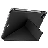 Apple iPad Pro 11 inç 4.Nesil M2 2022 Uyumlu Kılıf Üçgen Katlanabilir Kalem Şarj Bölmeli Kılıf