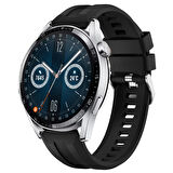 Sneezy Huawei Watch GT3 46mm GT2 46mm İle Uyumlu Spor Silikon Metal Tokalı Soft Saat Kordonu