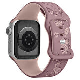 Apple Watch Uyumlu 38 40 41mm Kelebek Desenli Yumuşak Silikon Kordon Seri 2 3 4 5 6 Se 7 8 9 10 42mm