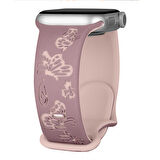 Apple Watch Uyumlu 38 40 41mm Kelebek Desenli Yumuşak Silikon Kordon Seri 2 3 4 5 6 Se 7 8 9 10 42mm