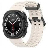 Samsung Galaxy Watch 7 Ultra İle Uyumlu AirFlow Metal Tokalı Yumuşak Soft Silikon Kordon 
