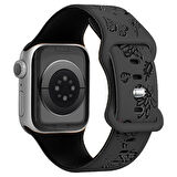 Apple Watch Ultra 1 ve 2 Uyumlu 49mm Kelebek Desenli Yumuşak Silikon Kordon