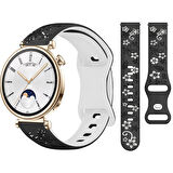 Huawei Watch GT4 41mm Uyumlu FloraFlex Çiçek Desenli Yumuşak Soft Silikon Kordon