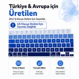 MacBook Pro 14.2 İnç M1 M2 M3 M4 M5 A2442 A2992 Uyumlu Türkçe Q Klavye Koruyucu Mavi Ombre Silikon