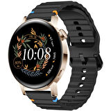 Huawei Watch GT2 GT3 42mm İle Uyumlu Dalga Desenli Tokalı Yumusaş Soft Silikon Kordon