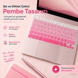 MacBook Air 15.3 İnç M2 M3 M4 M5 A2941 A3114 A3241 A3448 Uyumlu Türkçe Q Klavye Koruyucu Pembe Ombre