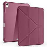 Apple iPad Air 10.9'' 2022/2020 Uyumlu Üçgen Katlanabilir Kalem Şarj Bölmeli Standlı Kılıf