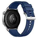 Sneezy Huawei Watch GT5 Pro 46mm ile Uyumlu Metal Tokalı Dikiş Detaylı Şık Dokuma Silikon Kordon