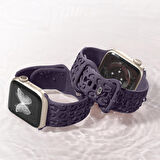 Apple Watch Uyumlu 44 45 46mm Leopar Desenli Yumuşak Silikon Kordon Seri 2 3 4 5 6 Se 7 8 9 10 
