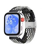 Huawei Watch Fit 3 İle Uyumlu Metal Klips Solo Fiberlink Örgü Kordon