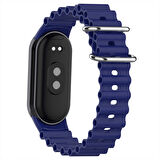 Xiaomi Mi Band 9 İle Uyumlu Dalga Desenli Metal Tokalı Yumuşak Silikon Kordon 
