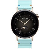 Huawei Watch GT2 GT3 42mm İle Uyumlu Dalga Desenli Tokalı Yumusaş Soft Silikon Kordon