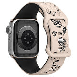 Apple Watch Uyumlu 44 45 46mm Kelebek Desenli Yumuşak Silikon Kordon Seri 2 3 4 5 6 Se 7 8 9 10 