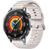 Huawei Watch GT4 46mm İle Uyumlu Dalga Desenli Tokalı Yumusaş Soft Silikon Kordon