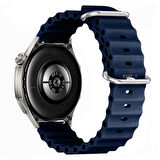 Huawei Watch GT6 46mm İle Uyumlu Dalga Desenli Tokalı Yumuşak Ocean Soft Silikon Kordon