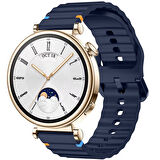 Huawei Watch GT4 41mm İle Uyumlu Dalga Desenli Tokalı Yumusaş Soft Silikon Kordon