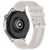 Sneezy Huawei Watch GT6 46mm İle Uyumlu Metal Tokalı Dikiş Desenli Dokuma Silikon Kordon